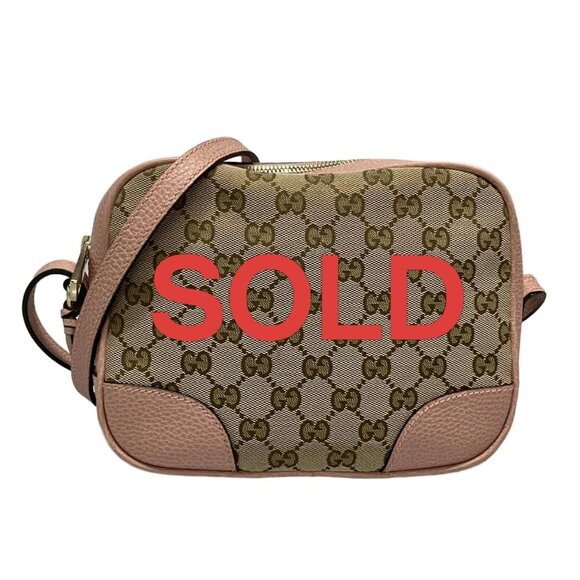 GUCCI Bree/GG Beige Pink Jacquard Leather Shoulder Bag 600-061425 - Picture 1 of 14